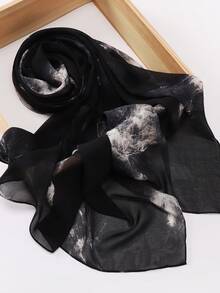 1pc Women's Soft Asymmetrical Digital Printed Pattern Modal Hijab Scarf For Dress - Multicolor - View 7