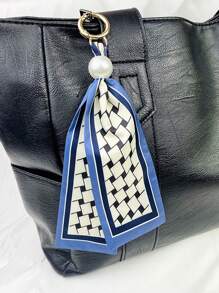 1pc Fashion Scarf Keychain Decor Creative Fabric Phone Case DIY Accessories Women Faux Pearl Handbag Jewelry