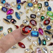 40 Pieces Mixed Colors Rhinestone Embellishments With Golden Claw, Glass Sew-On Gems For DIY Fashion Clothing, Shoes, Hats, And Bags Decor - Multicolor - View 3