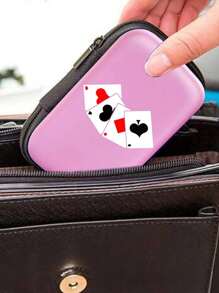 Durable Eva Portable Rectangular Multi-Purpose Storage Box, Spade And Red Playing Card Pattern Design, Used To Store Card Game Accessories (Not Including Playing Cards), Shockproof Storage Box, Can Store Ccd Cameras And Digital Products, Can Store Headphones, Data Cables, Cards, Playing Cards, Multi-Functional Storage Bag, Zipper Wallet Storage Bag, To Meet Your Daily Storage Needs. Can Be Used For Travel, Work, School, Dormitory Storage