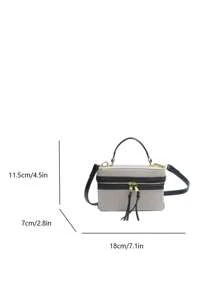 1pc Square Colorblock Shoulder Bag, Suitable For Women's Daily Use