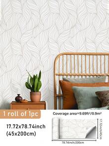 1 pieza de papel tapiz con estampado de líneas con forma de hoja, de quita y pon, duradero, adecuado para habitaciones infantiles, jardines de infancia, estudios, salas de estar y otros espacios interiores para cubrir defectos de la pared y embellecer puertas de gabinetes, mesas y sillas, disponible en 3 tamaños: 17.71x78.74 pulgadas, 17.71x118.11 pulgadas, 17.71x196.85 pulgadas - Multicolor - Ver 17