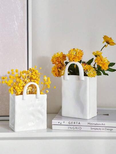 Wit Paper Bag Vase, 5.7 Inch Square Wide Mouth Pleated Unique Matte Bohemian Tafel ation, Home Office Bookshelf ation Is Bedroom Between Students. Flower Vase Glass