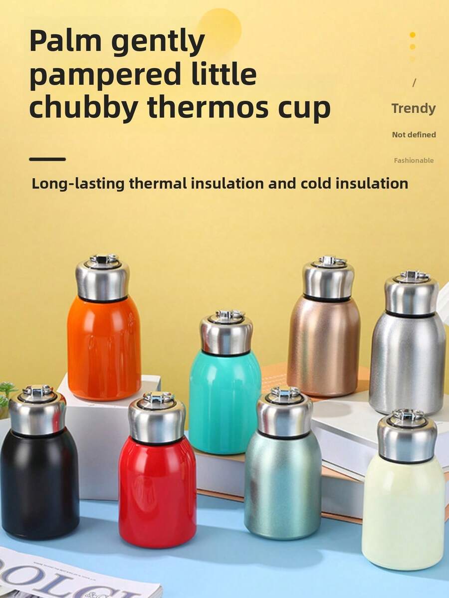 1pc 300ml Stainless Steel Cute Mug, Mini Portable Vacuum Cup, Student Water Bottle Back To School - Multicolor - View 1