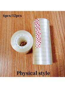 6/12pcs Transparent Tape - Advanced Transparent Gift Packaging Tape, High Quality Transparent Tape For Gift Packaging, Crafts, Distributors, Suitable For Home, School, And Office Use Back To School