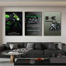 1 件可选框架海报墙艺术 K-KawaSaki N- H2-R 酷炫摩托车 LOCO 海报墙艺术印刷防水家居客厅卧室酒吧美学装饰