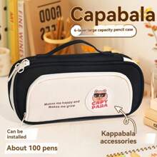 High-End Large-Capacity Pencil Case Simple Multifunctional Bear School Office Storage Stationery Items Multifunctional Canvas Pen Bag Zipper Pencil Case For School, Back To School, School Supplies, Pencil Pouch, School Bag