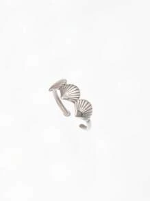 Juego de 5 anillos abiertos de acero inoxidable con diseños de vida marina como concha, estrella de mar y delfín, unisex