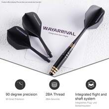 WayArrival Pro-Grade Black Dart Flights & Shafts Set (3 Pack) | Mid-Weight Design For Tournament-Ready Stability & Speed | 2BA Thread Compatible - Black - View 5
