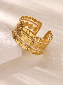 1PC Stainless Steel Multi-Layer Sun Bracelets For Women Gold Color Opening Sun Bangle Wedding Party Classic Jewelry Gift