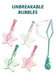 Varita de burbujas con estrella de cinco puntas de colores, juguete portátil soplador de burbujas para niños para usar al aire libre (color/diseño aleatorio)