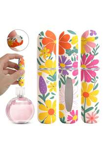 1/4 件彩色花卉印花图案香水喷雾瓶，可重复使用的底部填充香水瓶，迷你化妆品瓶，香水，纯露包装工具，多种颜色可供选择，送给家人和朋友的生日礼物，节日礼物，便携式旅行 5ml