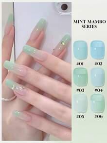 MIANEL GEL 12ML 夏季熱銷 Mint Mambo 果凍凝膠指甲油 2026 新款冰透乳白色綠色與藍綠色系列凝膠指甲油 藍色指甲 綠色指甲 白色指甲 冬季指甲 美甲沙龍使用 UV燈美甲用品 凝膠指甲油 - 彩色 - 查看 2