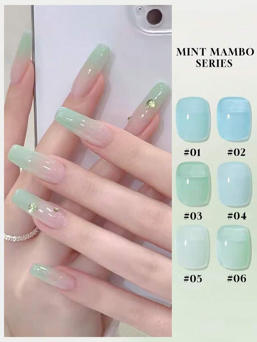 MIANEL GEL 12ML 夏季熱銷 Mint Mambo 果凍凝膠指甲油 2026 新款冰透乳白色綠色與藍綠色系列凝膠指甲油 藍色指甲 綠色指甲 白色指甲 冬季指甲 美甲沙龍使用 UV燈美甲用品 凝膠指甲油