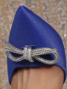 大码女士尖头高跟鞋，带蝴蝶结带，优雅正装鞋