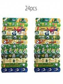 48 piezas Brazaletes con tema de fútbol, brazaletes de golpe de fútbol, recuerdos de fiesta con patrón de fútbol colorido, brazaletes creativos adecuados para regalos de fiesta, cumpleaños, aniversarios, celebraciones con tema deportivo, festivales, de colores duraderos y brillantes - Multicolor - Ver 13