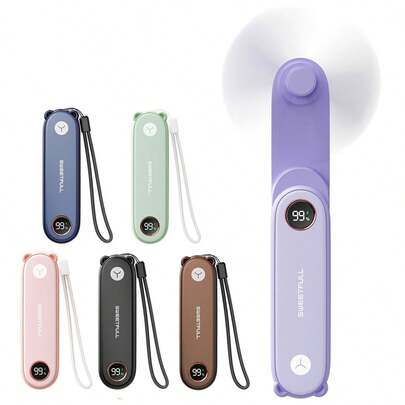sweetfull Portable Handheld Mini Fan, Foldable Fan, USB Rechargeable Personal Travel Fan, LED Display, Emergency LED Flashlight, Small Cooler For Desk, Office, Bedroom, Outdoor Travel, Camping, Student Dormitory, Father's Day Gifts,Spring Summer Picks,Brides Maid Gifts,Room,Bedroom Deccor,Bedroom Deccor,Beach,Travel,For Men,For Women,Vacation,Cute Stuff