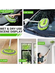 114cm Car Wash Brush Long Handle Car Wash Brush Kit - Gentle On Paint, Effective Cleaning Tool For Cars, Trucks, SUVs, RVs, Trailers - Soft Brush, Microfiber Sponge, Cleaning Gloves For Meticulous Cleaning, No Battery Required