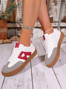 Contrast Color Preppy Casual Office 2025 Spring Summer Autumn New Sports Shoes Casual Shoes Versatile Breathable Comfortable Lace-Up Women's 2025 Summer Rubber Low-Top