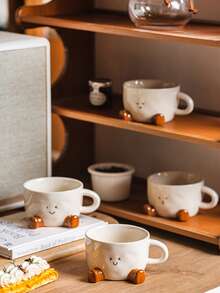 1/2/4pcs Ins Style New Ceramic Creative Mugs, High-Quality Gift Cups, Ceramic Coffee Cup, Latte Art Cup, Flower Tea Cup, Couple & Home Use Water Cup, For Women - Multicolor - View 4