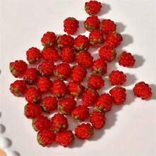 2/5/10/50pcs Handmade Plump Raspberry Glass Beads, 7 Vibrant Colors - Ideal For DIY Jewelry Making, Bracelets, Necklaces And Earrings - Realistic Fruit Design With Green Leaves