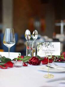 50pcsGreen Leaf Watercolor Place Cards For Weddings Or Parties, Table Seating Cards, Scored, Easy To Fold