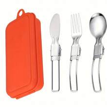 Compact Stainless Steel Cutlery Set (3pcs) – Portable Spoon, Fork & Knife | Durable, Polished Finish | Ideal For Camping, Hiking & Outdoor Dining