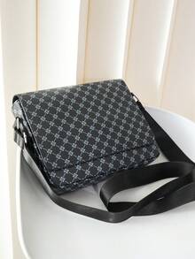 HOVI'S 休闲翻盖斜挎包，商务通勤便携单肩包，邮差包，旅行轻便大容量手提包，单肩包，男士斜挎包，小型男士包，男士单肩包 - 黑色 - 查看 3