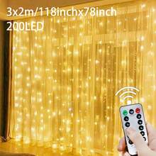 1pc USB Powered LED Curtain Lights With Remote Control, 100/200/300/600 LED Fairy String Lights, Suitable For Christmas, Halloween, Wedding, Party, Home, Bedroom, Indoor Wall Decor - USB Curtain Light - View 10