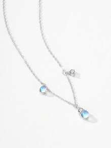 1 Set 925 Sterling Silver Luxury Moonstone Earrings Pendant Necklace Jewelry Set For Women Statement Jewelry Gift