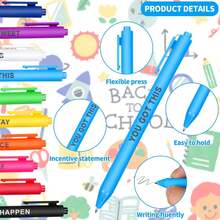 10 支励志名言伸缩圆珠笔，彩色散装励志墨水凝胶笔，适合学校和办公用品学校用品，返校 - 彩色 - 查看 4