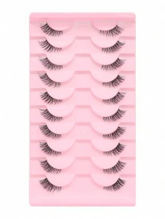 10 pares de pestañas postizas de ojos de gato naturales con línea transparente, adecuadas para maquillaje diario y de cita, pestañas postizas mágicas de gato