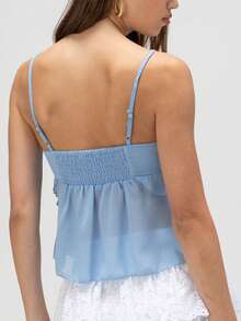 Ladies Summer New Style Camisole Ruffle Cropped Vest Suitable For Summer Casual Street Wear - Blue - View 2