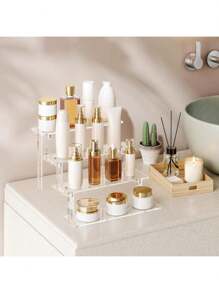 4 Tier Cupcake Display Stand Acrylic Display Risers Perfume Stand Shelf & Versatile Cupcake Stand Holder Clear Acrylic Shelf Risers For Display Stands For Food, Tabletop UseOrganizer Figures Cup Cake Dessert Shelves For Party For Decoration And Organizer