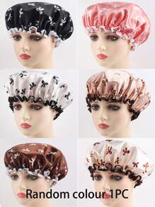 Double-Layer Waterproof Bath Cap With Bowknot Pattern Shower Cap, Hair Cover For Kitchen And Home Use. Elastic Reusable Bathing Cap Printed Shower Hat Bath Hat Beauty Salon Spa Shower Cap For Women Girls.Large Waterproof Satin Shower Caps Adjustable Bath Hair Caps Silky Fabric Lined Bathing Hair Cover Wraps Bonnets Hair Protector For Women Girls.Mother's Day Gift. Back To School
