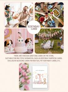 1 PIEZA Tarjeta de felicitación para el 1er cumpleaños con diseño de animal alegórico: una tarjeta de cumpleaños divertida y con dibujos animados, perfecta como un pequeño regalo para cumpleaños o buenos deseos, ideal para hijas, nietas y sobrinas.