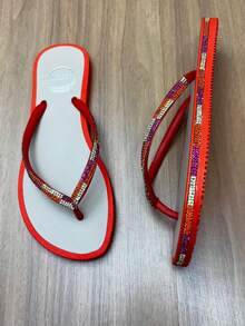 Art Griffe Women's Flip Flops Rhinestone Colorful Stones Glitter Shine Round Toe Luxury Glamour Beach Fashion - Nhiều màu - Xem 3