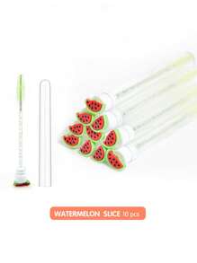 Cepillo de pestañas en forma de tubo con diseño de frutas de dibujos animados, cepillo de pestañas de cristal portátil y redondo para el peinado de pestañas