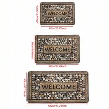 1 pièce Paillasson d'entrée en flanelle avec motif de grain de bois et de galet, épais et doux, tapis d'accueil intérieur, facile à nettoyer, adapté pour le patio, le salon, la salle à manger, la cuisine, la buanderie