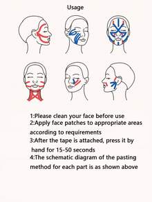 1 片面部提升胶带，用于紧致肌肤、提升和紧致面部、颈部和额头、紧致面膜 - 彩色 - 查看 3