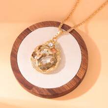 1 Stück modische goldfarbene Halskette mit tschechischen Strass & Edelsteinen