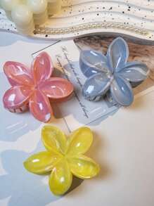 3 pièces Pinces à cheveux fleurs grandes 8 cm/3,15 pouces dégradé rose et vert pour femmes, en plastique léger, mode, élégantes, simples, couleur unie, convenant pour le quotidien, les sorties, les fêtes, les vacances, le chignon, la queue de cheval, le lavage du visage, le maquillage, accessoires vestimentaires, Saint-Valentin