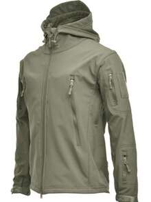 Military Soft Shell Tactical Jacket, Men's Waterproof Windproof Jackets, Men's Army Combat Hooded Coats - 軍綠色 - 查看 2