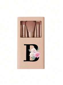 便携式化妆刷套装，带镜子，花卉字母A-Z设计，盒装化妆刷套装，多功能化妆刷套装，带镜盒，迷你多功能化妆笔，粉底刷，眼影刷，新手美妆工具，混合化妆刷收纳盒，化妆刷套装，方便携带的女性礼物，理想的化妆工具套装，便携旅行必备品 - 卡其色 - 查看 28