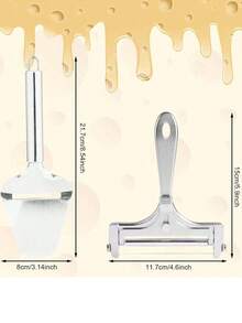 2pcs Cheese Slicer Kit, Stainless Steel Wire Cheese Cutter & Cheese Shaver Cheese Slicer Handheld Non-Stick Cheese Plane Butter Food Slicer For Block Cheese Butter - Silver - View 9