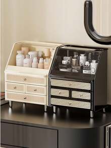 French Vintage Drawer Style Cosmetic Storage Box, Dust-Proof Desktop High-End Large Capacity Multi-Functional Skincare And Jewelry Organizer - Multicolor - View 9