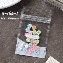 Pack Of Assorted Resin Nail Art Decoration, 3D Embossed 5-Petal Flowers With Gradient Pink Petals, Fragrance Free