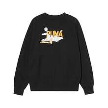 Puma Women's Fashion Printed Large Logo Spring/Autumn Sweatshirt, Pure Cotton Windproof Crew Neck Knit Pullover - Black - View 2