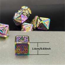 7 pièces Ensemble de dés polyédriques de haute qualité et de luxe, avec une texture de motif écaille de dragon, en métal plein de couleurs vives. Convient pour les jeux de rôle, les jeux de plateau et les jeux de cartes