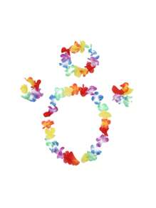 5Pcs/Set Hawaiian Outfits Tropical Party Straw Skirt Set - Perfect For Masquerade, Grass Skirts For Luau Party Adult,Summer Parties, And Birthdays